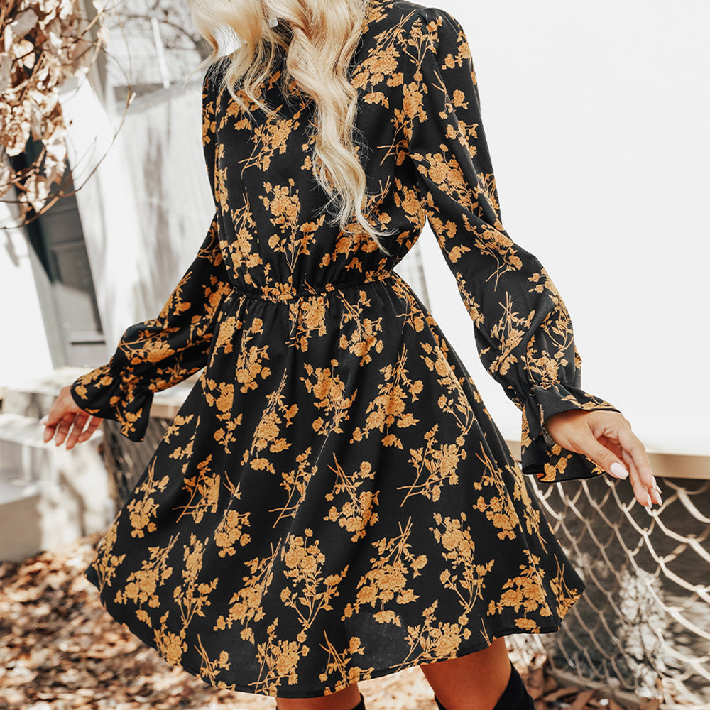 Floral Print  Mini Dress For Woman