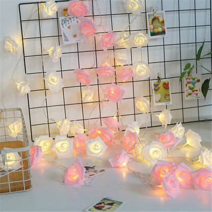 Rose Flower String Lights Artificial Flower Bouquet