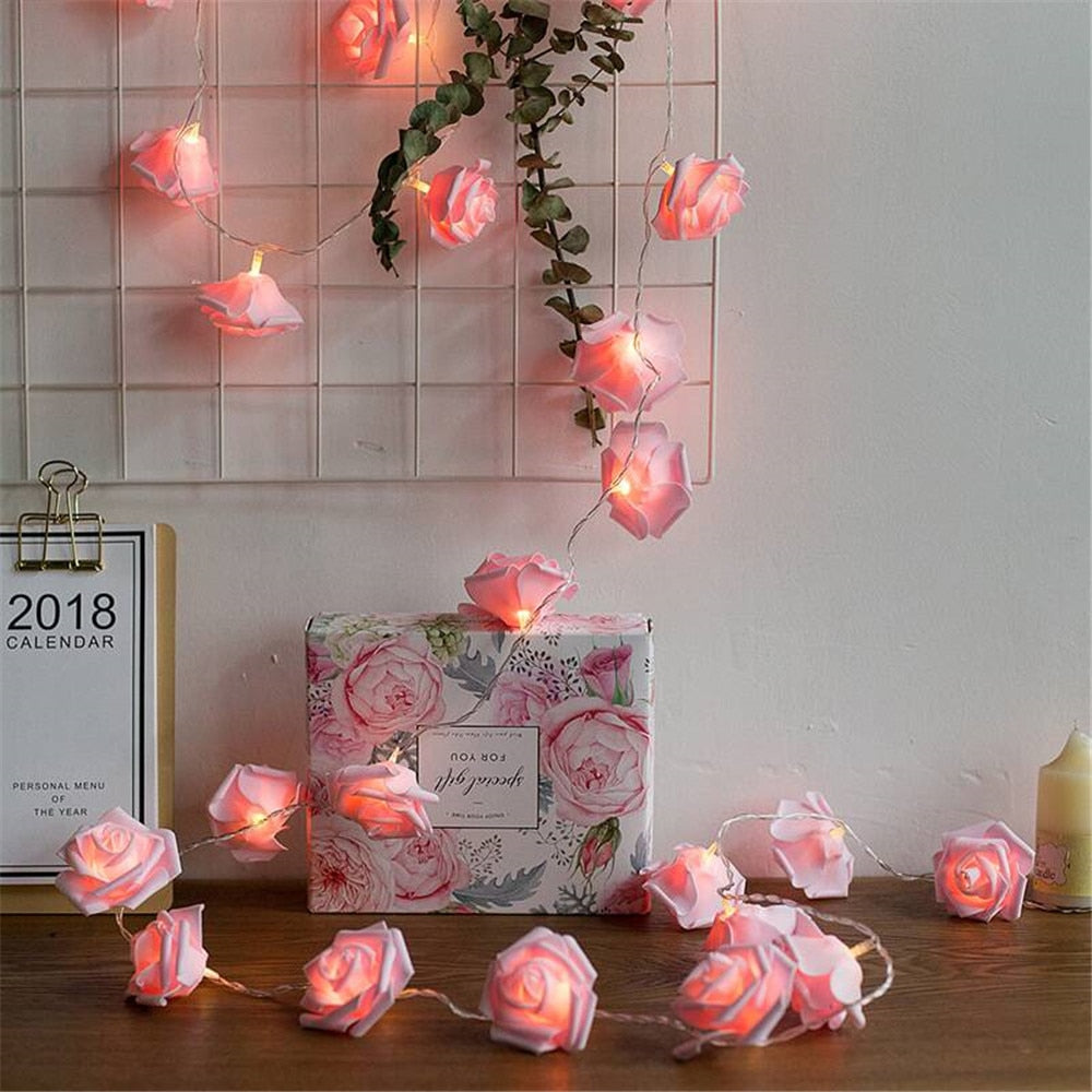 Rose Flower String Lights Artificial Flower Bouquet