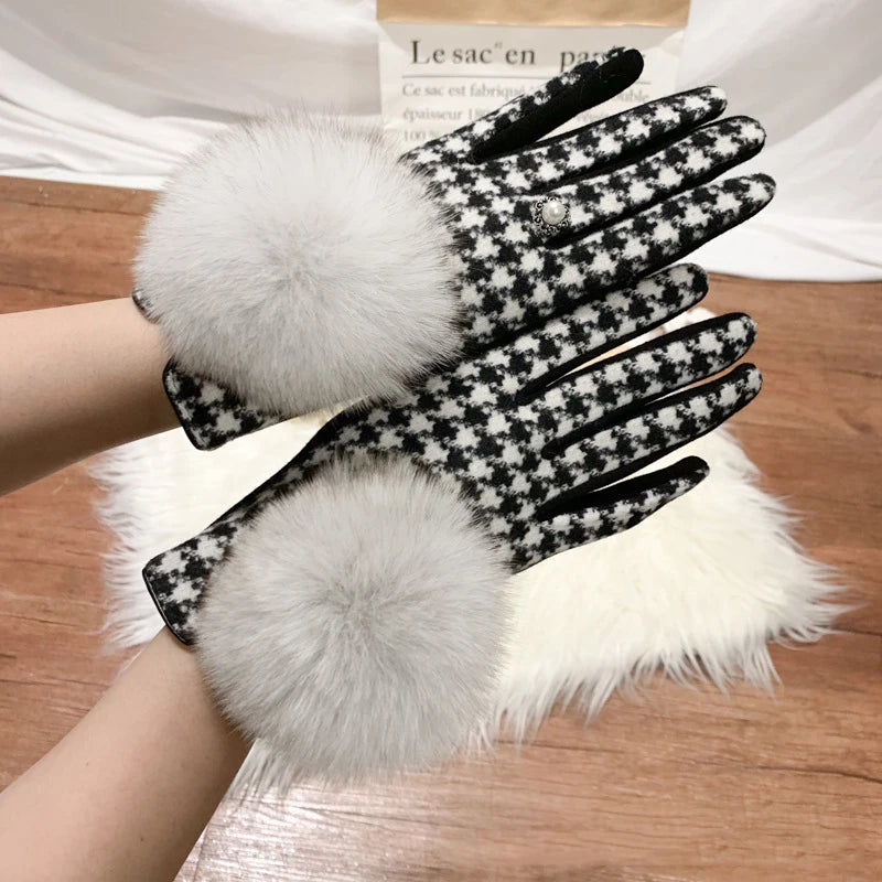 Cashmere Gloves with  Fur