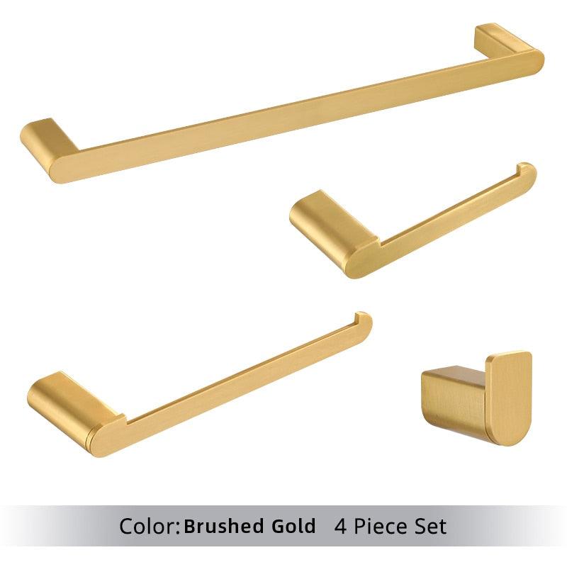 Golden Stainless Steel Towel Hooks & Bathroom Accessories Kit