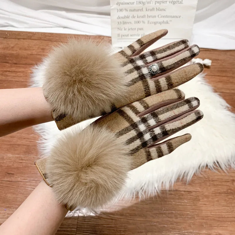 Cashmere Gloves with  Fur