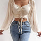 Casual Drawstring Crop Tops