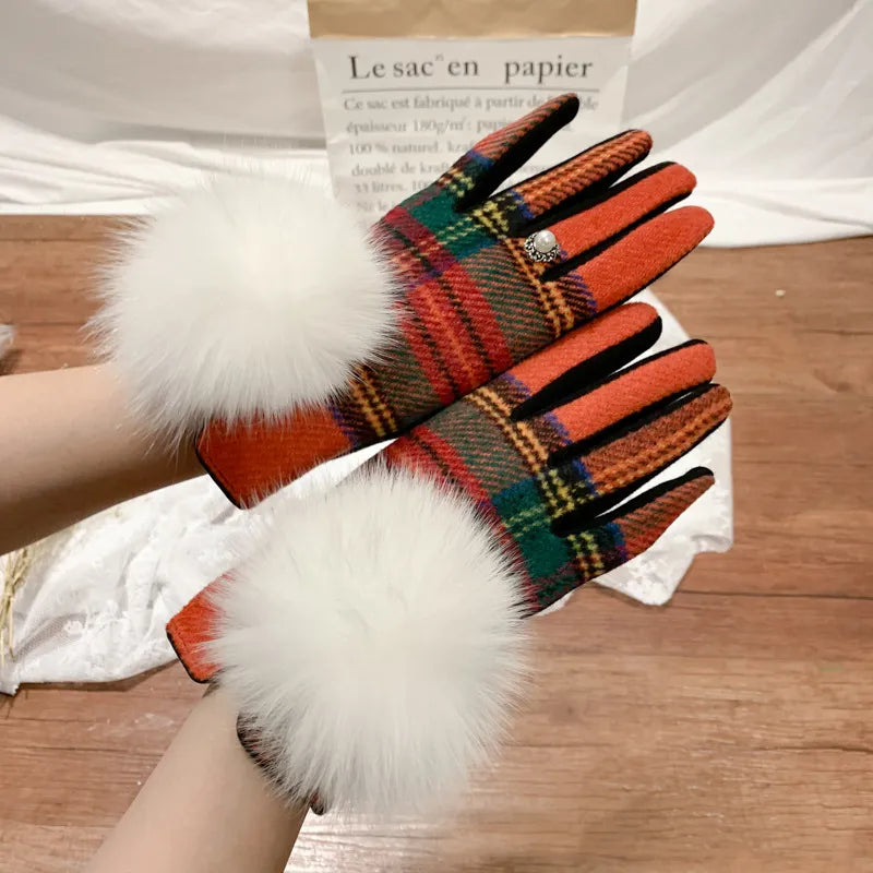 Cashmere Gloves with  Fur