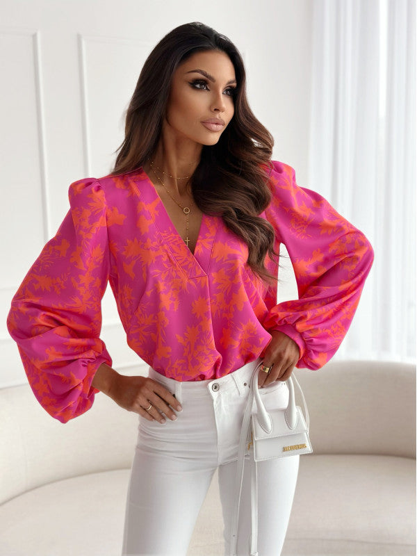 Elegant  V-neck  Blouse